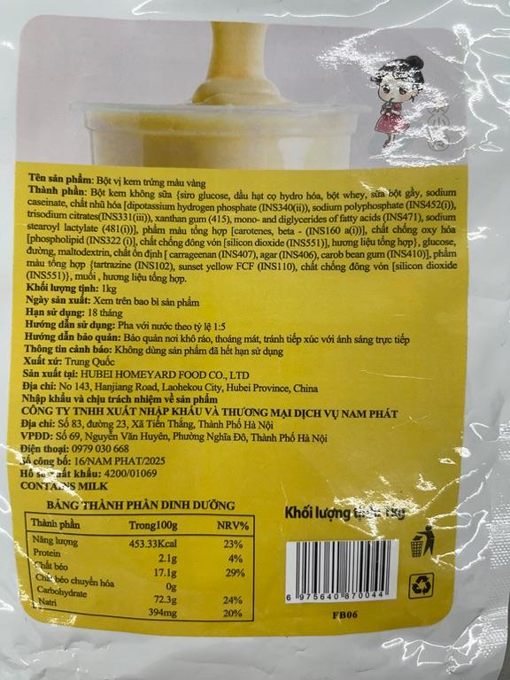 Bột vị kem trứng màu vàng 1kg