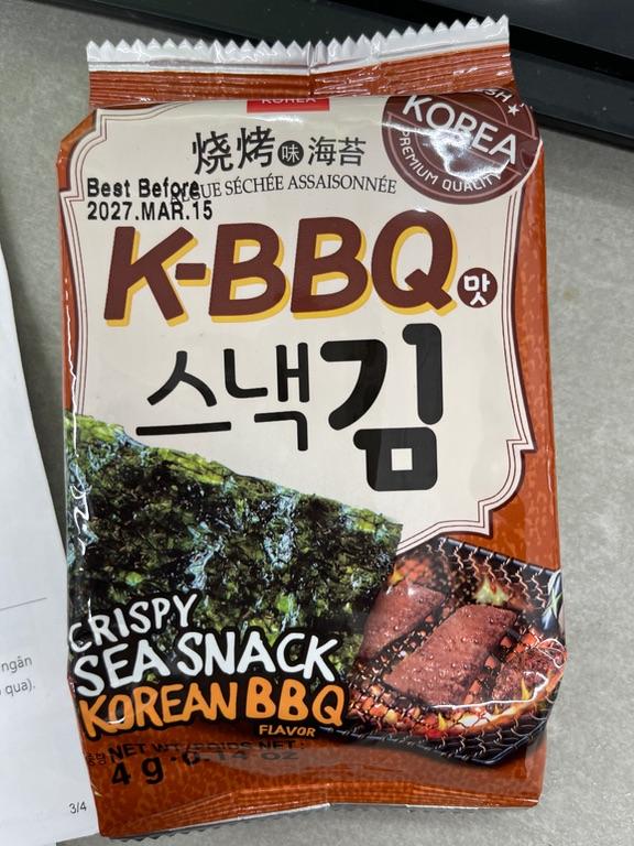 Snack rong biển vị thịt nướng K-BBQ 4g