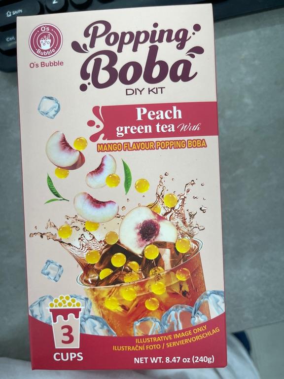 Bộ kit tự làm trà xanh đào với trân châu nổ vị xoài O's Bubble